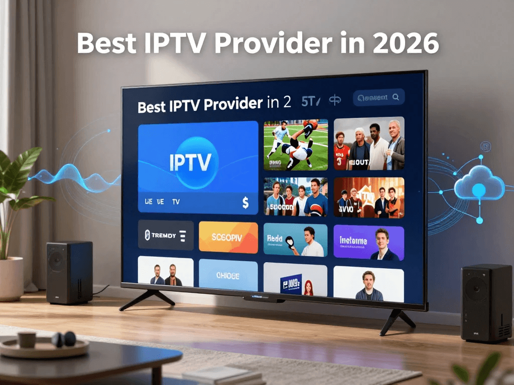 IPTV setup guide showing Smart TV, Firestick, smartphone, and streaming devices