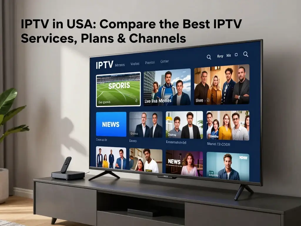 IPTV channels in USA showing live TV, sports, news, and movies