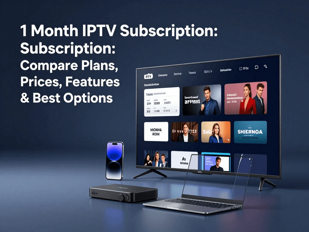 IPTV subscription compatible with Smart TV, smartphone, and laptop
