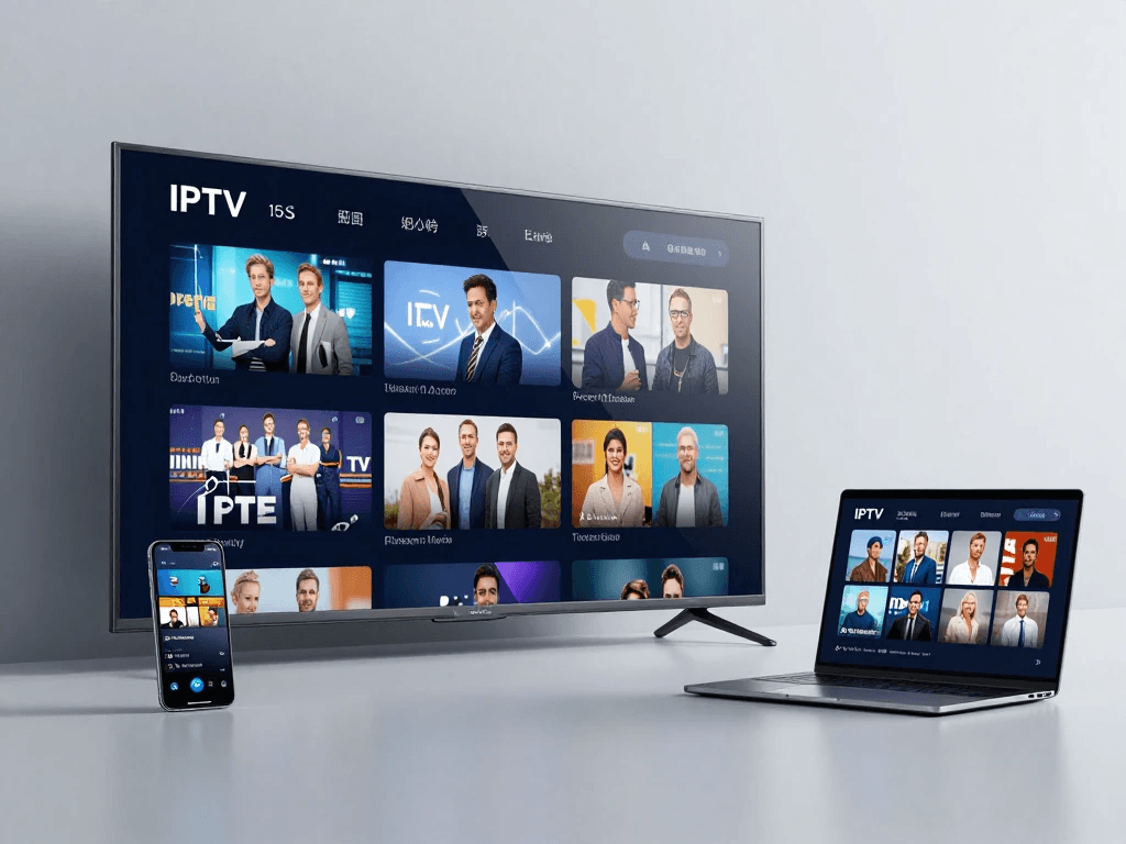IPTV streaming on smart TV, smartphone, tablet, and laptop