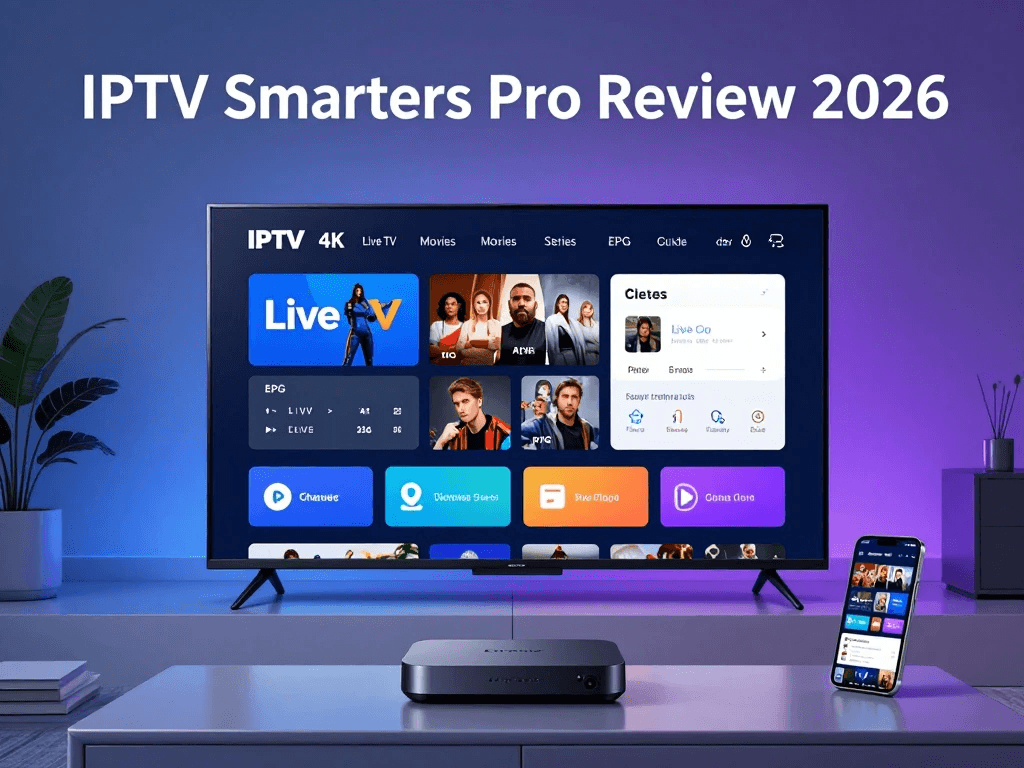 IPTV Smarters Pro features including live TV, movies and EPG