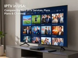 IPTV in USA services displayed on a smart TV